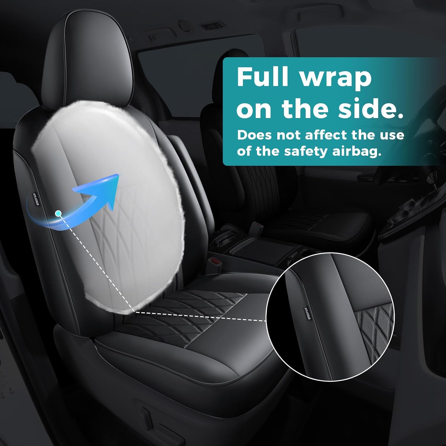 Customized for Toyota Sienna Seat Covers 2011-2020 Sienna 8 Seats 3 Row, Leather Car Seat Covers Waterproof Seat Covers Full Set for Cars, Car Seat Protectors, Airbag Compatible(Black)