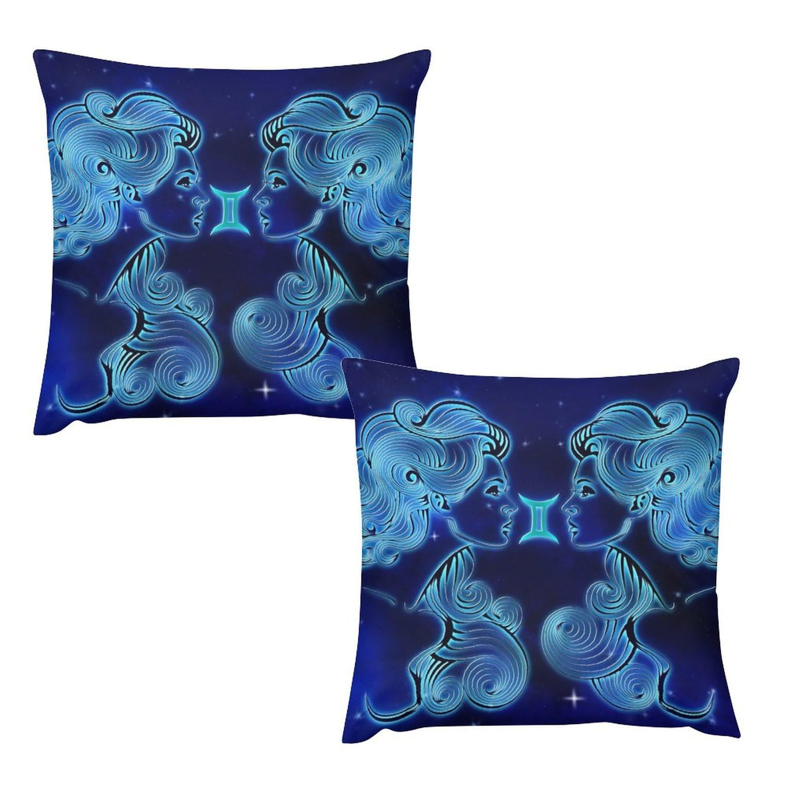 Housse de coussin 16x16 tissu épais aspect lin doux Gemini lot de 2