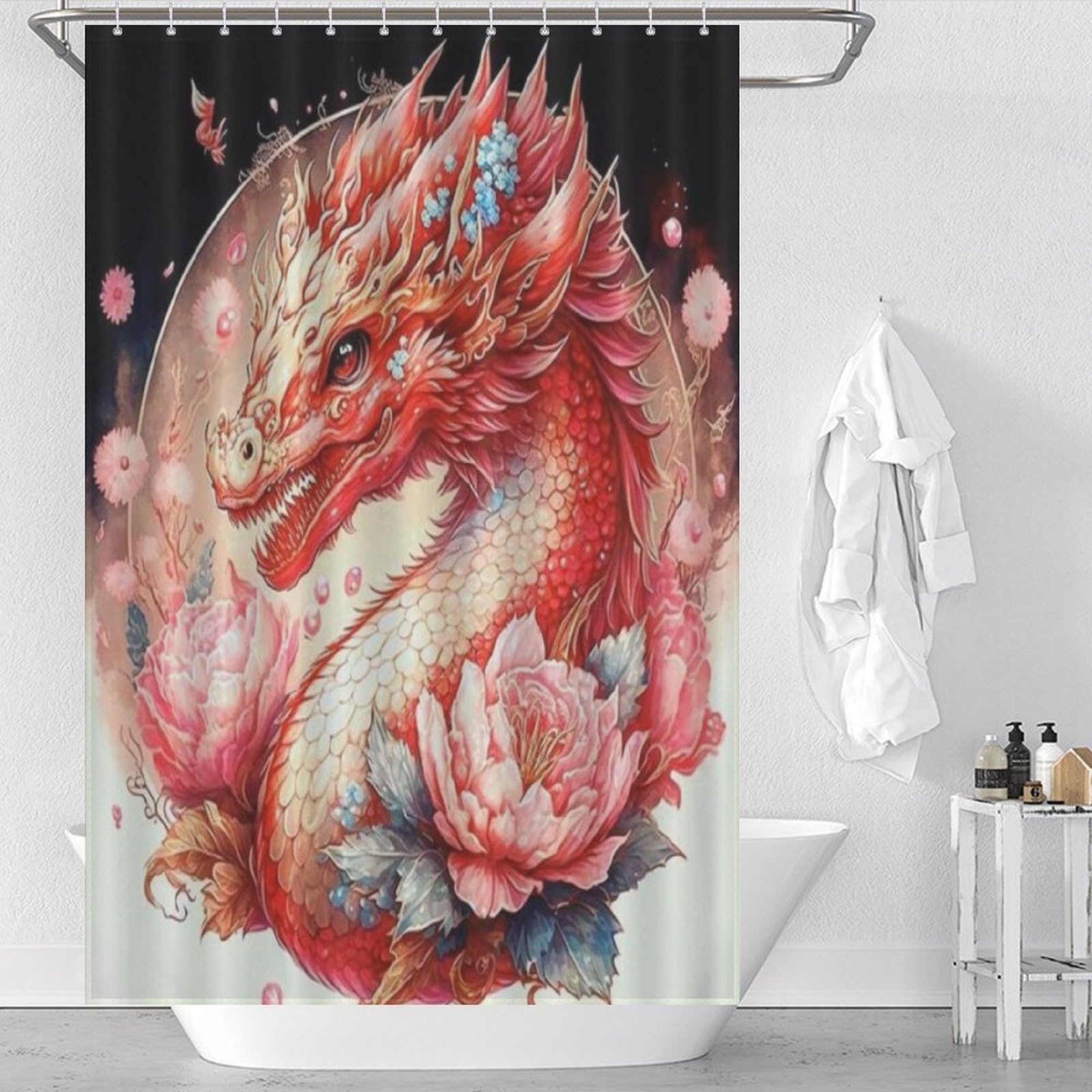 Dragon rideau de douche en tissu imperméable lavable 122x183cm