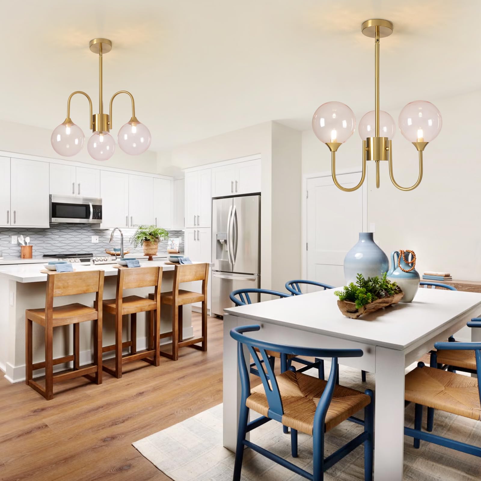 pink bubble chandelier 20 inch, mid century modern gold lighting fixture glass sputnik pendant hanging ceiling light castle chandeliers for girls room dining living room bedroom kitchen