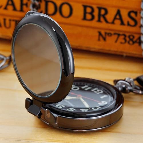 Miniatura 7 de Whodoit Reloj de bolsillo mecánico de acero inoxidable para hombre, reloj de bolsillo mecánico con esfera digital romana para hombres