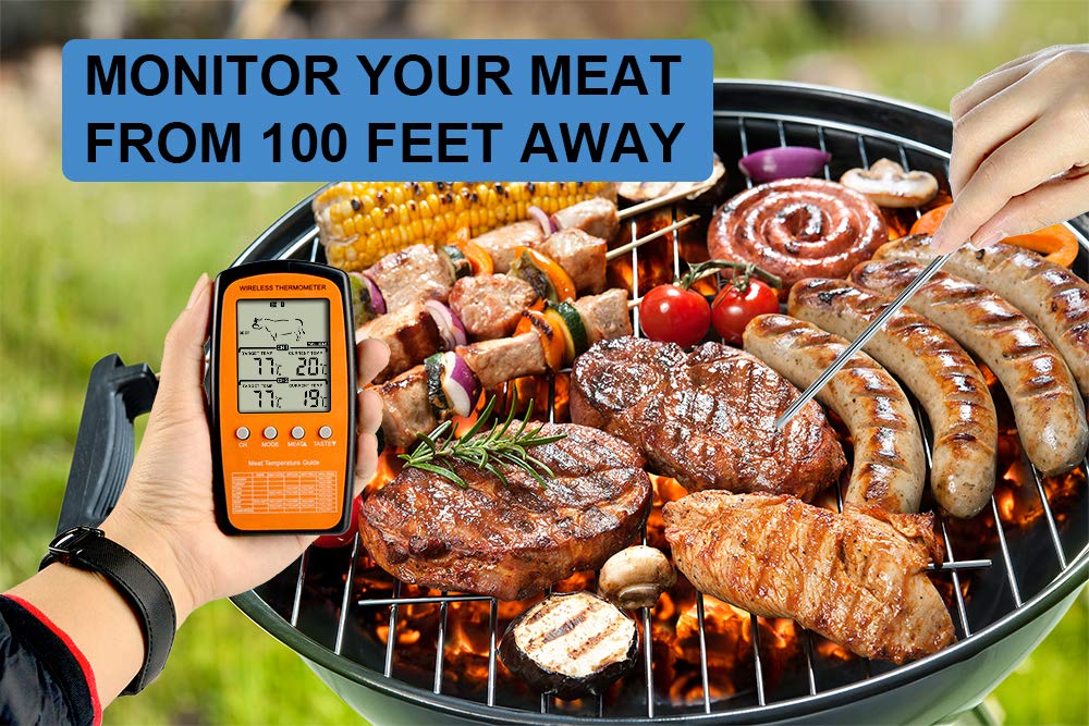 Gee Thermomètre numérique sans fil pour nourriture/four pour viande, eau, nourriture, barbecue, cuisine, minuterie de température, alarme