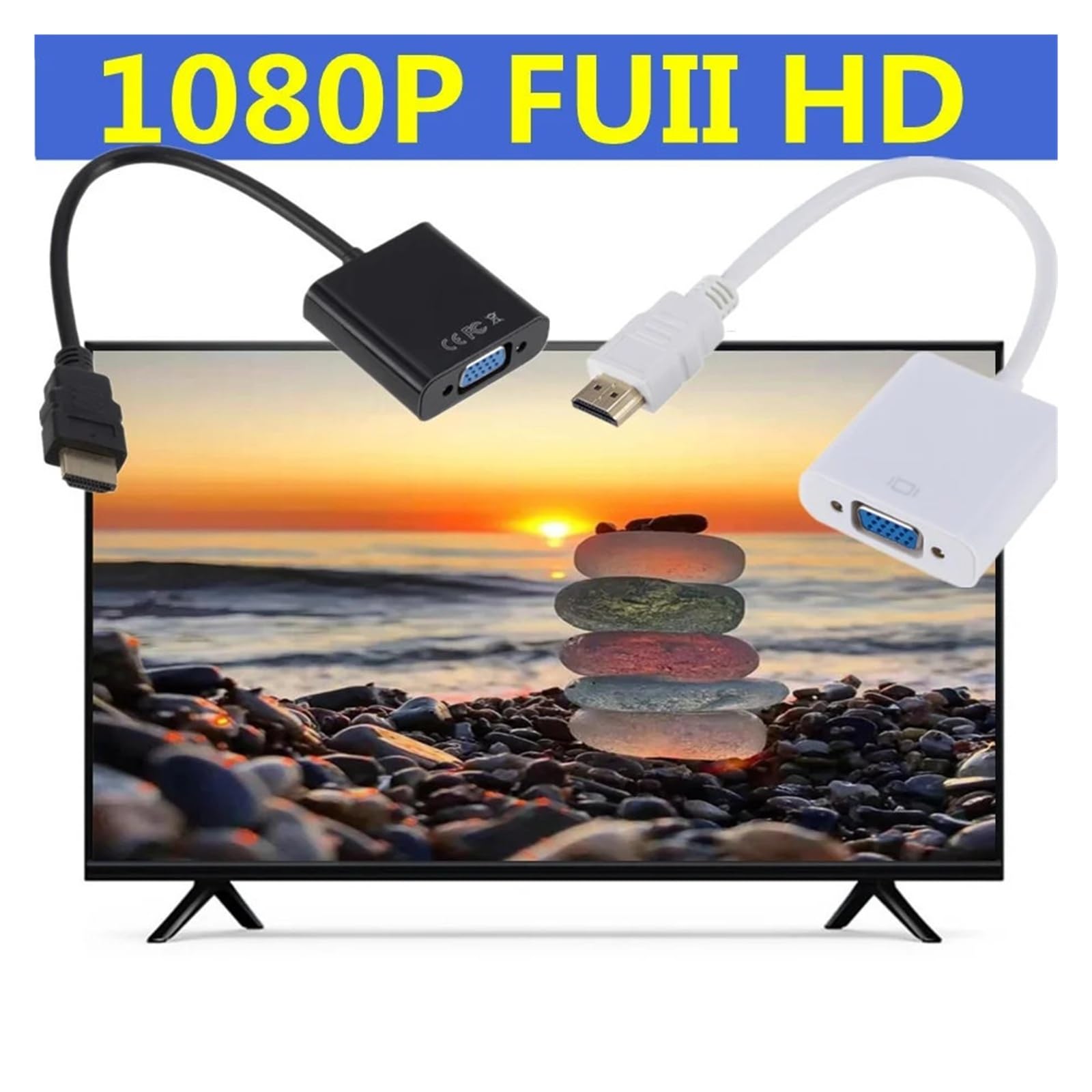 1080P HDMI do VGA adapter męski na żeński konwerter do komputera przenośnego (czarny)