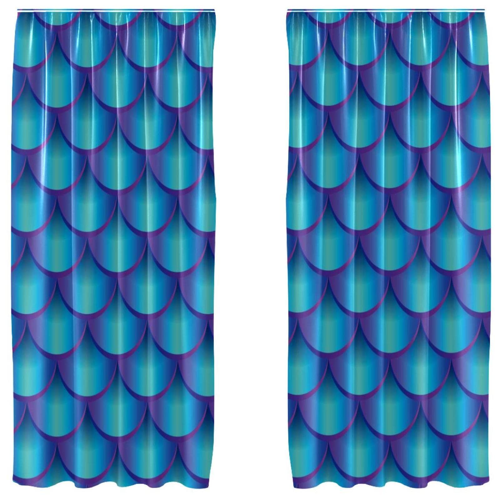 Rideaux motif écailles de sirène lot de 2 pour masquer le vis-à-vis de chambre et salon