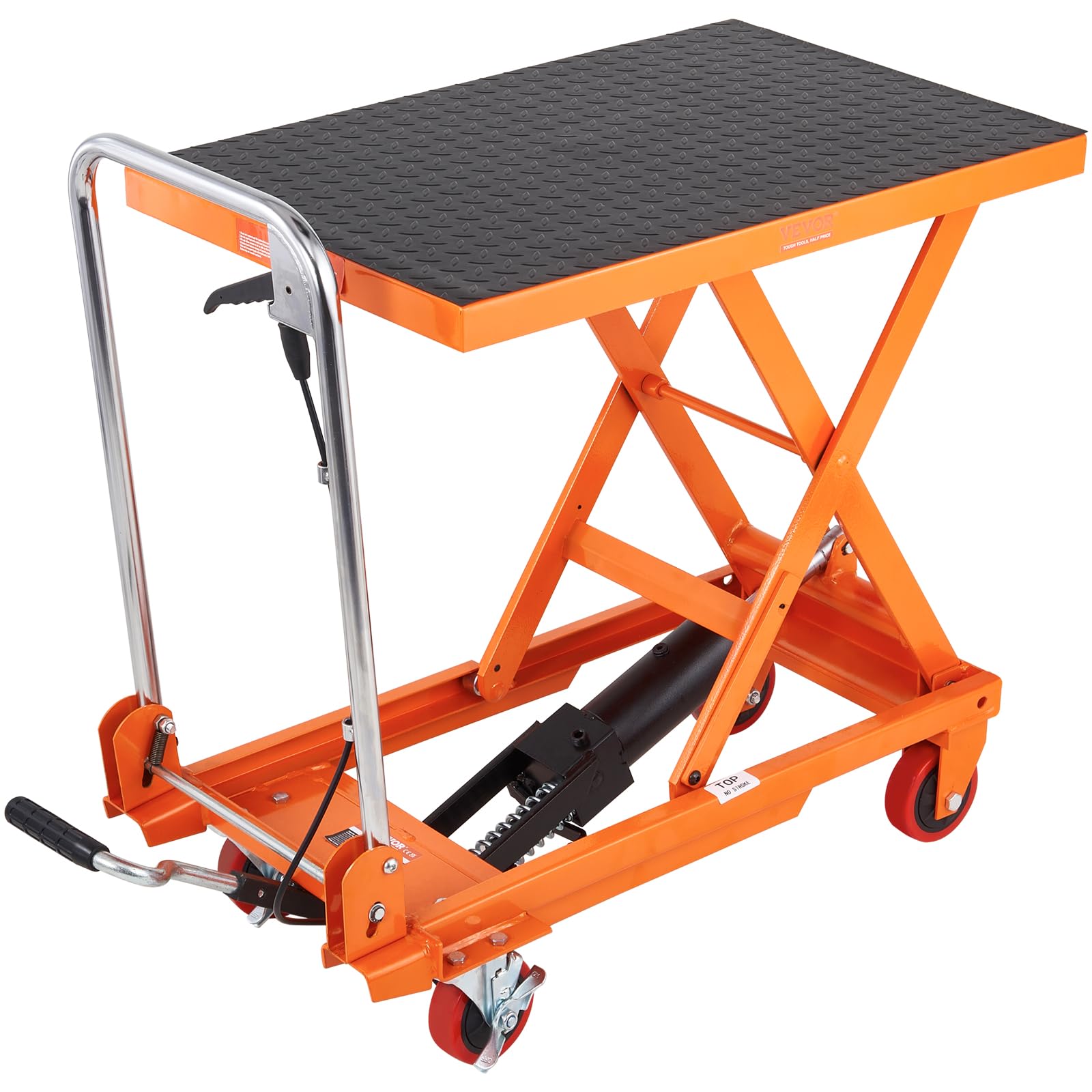 VEVOR Carrello idraulico da tavolo sollevatore capacità di carico 150 kg sollevatore manuale a forbice semplice altezza di sollevamento 720 mm 4 ruote cuscino antiscivolo per movimentazione trasporto,
