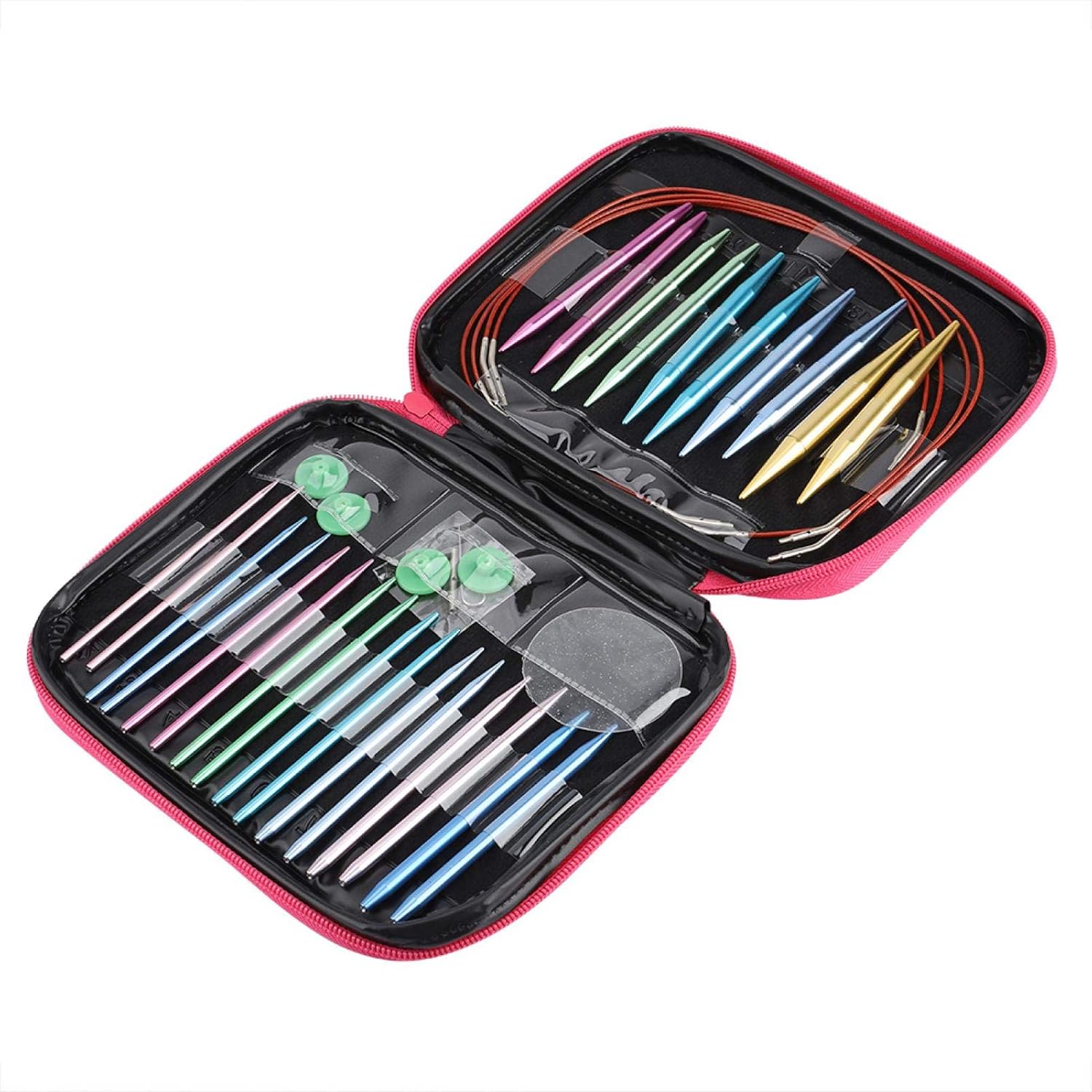 Hakeeta 1 Set 13 Sizes Crochet Hooks & Knitting Needles Set Kit,Portable Case,Contains All The Knitting & Crochet Accessories, Basic Knitting Tools,Ideal Mom Grandma Girlfriend
