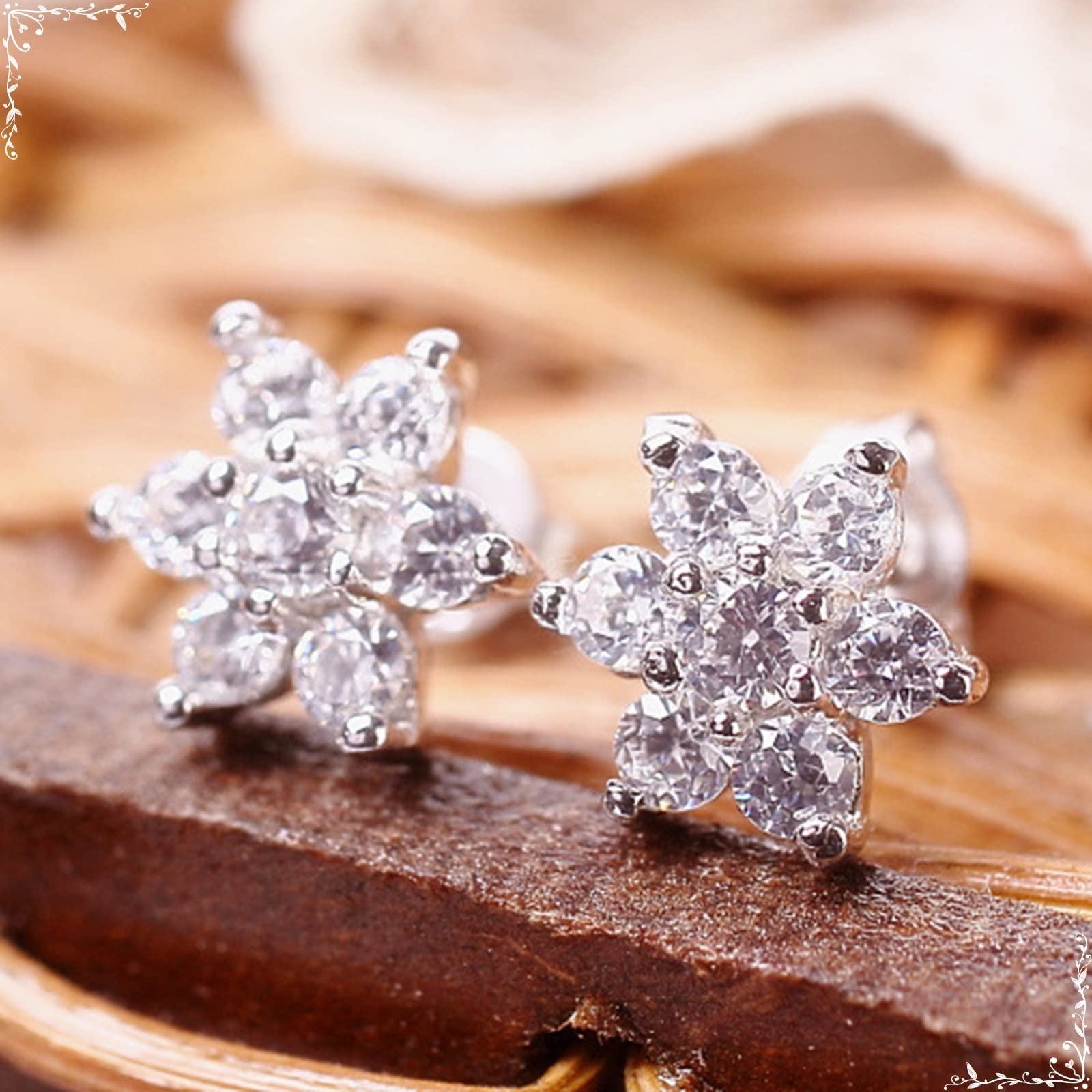 YCTTKDD 925 Silber Ohrringe Set, Ohrstecker für Frauen, Sternblume, Zirkonia, hypoallergener Knorpel-Piercing-Schmuck