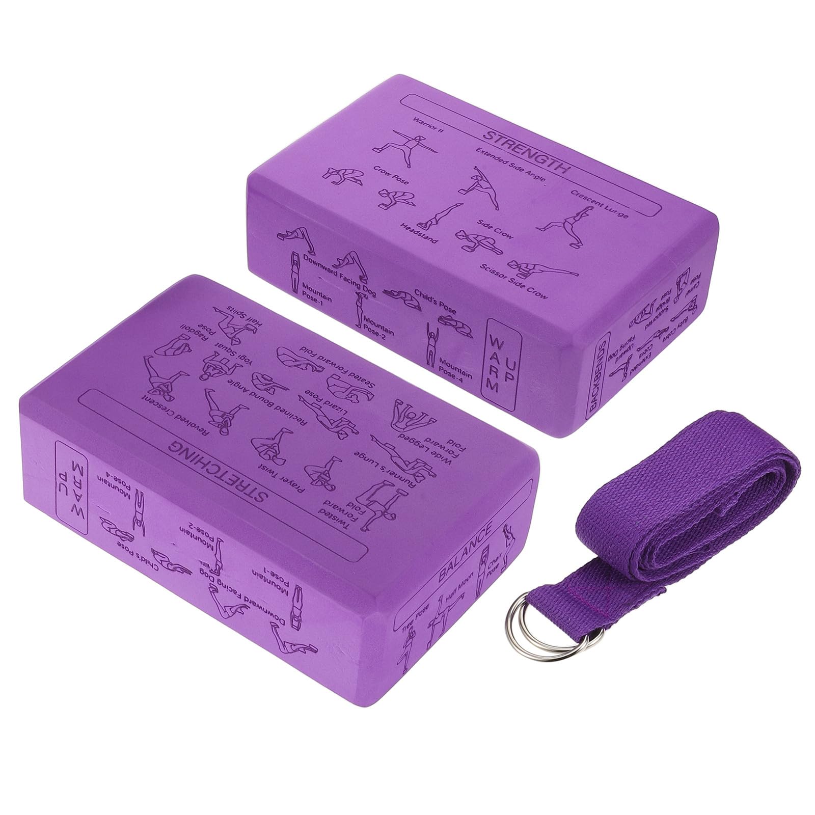 MAGICLULU Bloques de Yoga Espuma Eva Antideslizantes Alta Densidad 23x15x7,6 Cm Pack 2 Unidades Color Morado Principiantes y Niños para Estiramientos Flexibilidad y Pilates en Casa