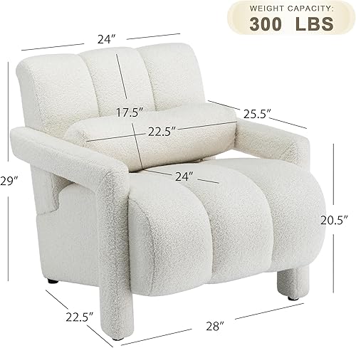 Miniatura 2 de LOULENS Sillas decorativas de lana de cordero moderno sillón tapizado individual con almohada cómoda silla decorativa de piel de peluche para sala