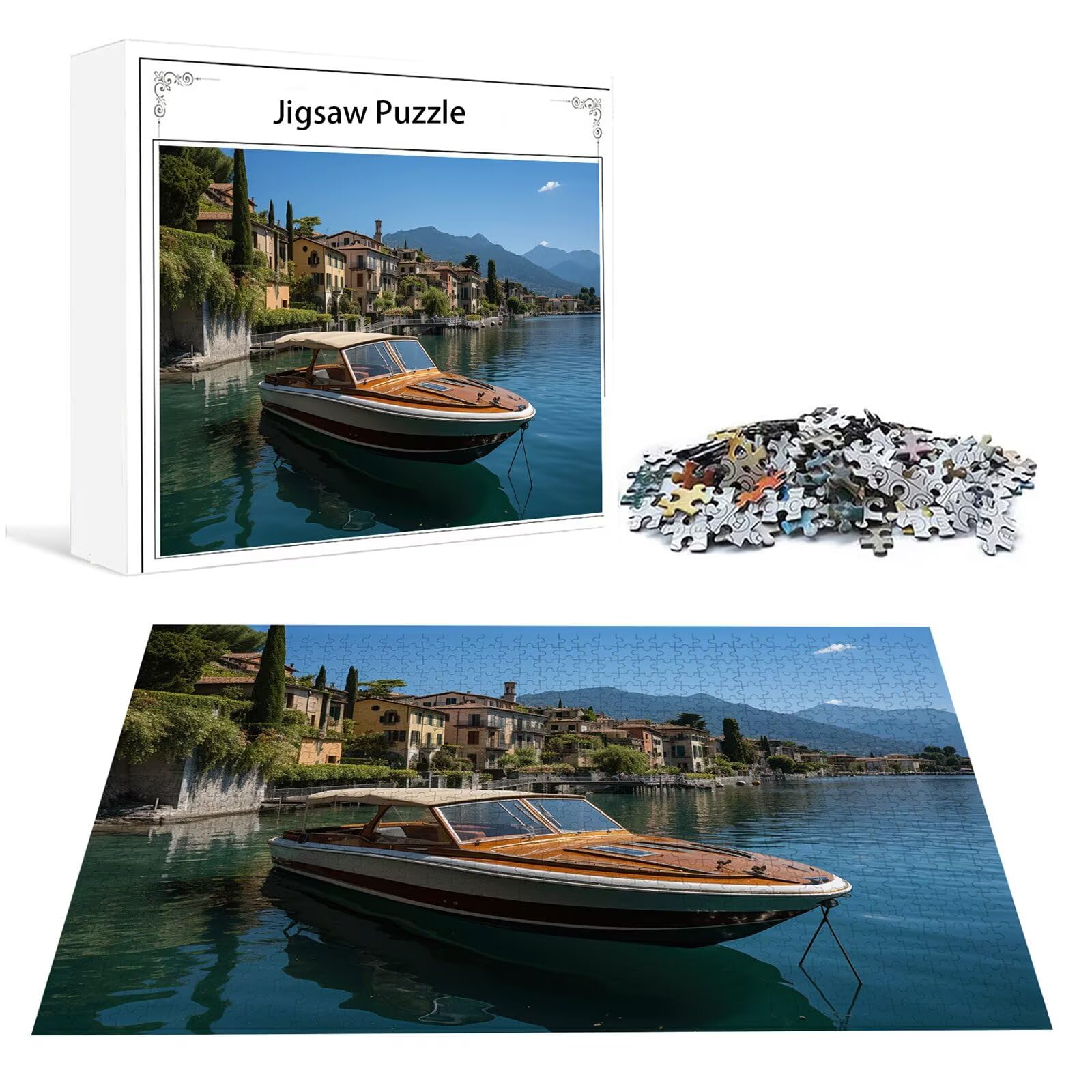 Bateau Puzzle 5000 Pieces Adultes Paysage Puzzles Classiques Panorama Bois Difficile Impossible Geant Jigsaw Jeu éducatif Défi Jouet pour Enfants et Adulte dès 14 Ans Cadeau Homme Femme Boxed P-419