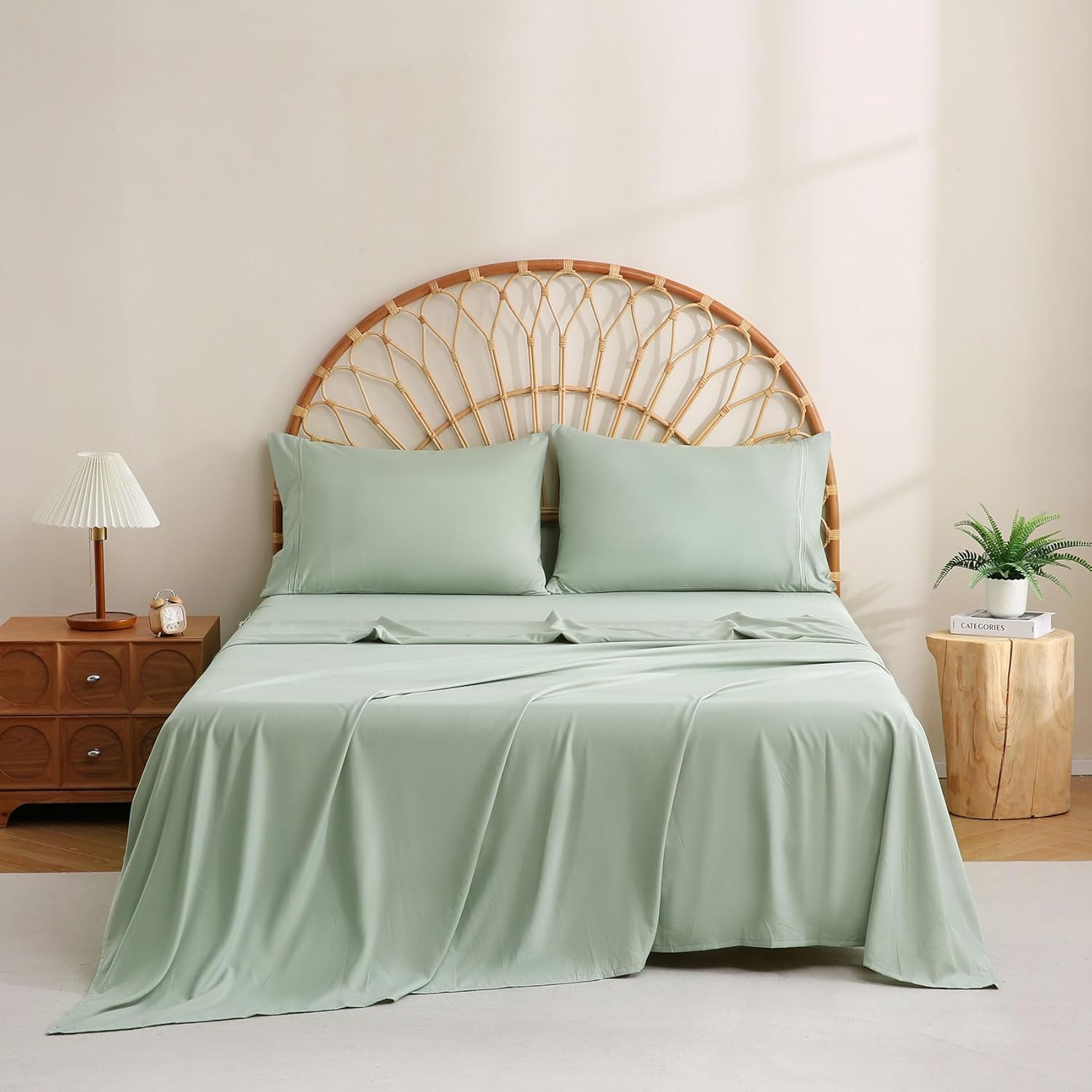 JSD Sage Green Twin Sheet Set with Side Pocket Corner Straps, 3 Piece Soft Kids Microfiber Bed Sheets Extra Deep Pocket - Image 7