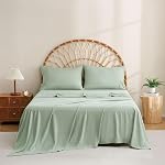 JSD Sage Green Sheet Set Full Size, 4 Piece Microfiber Sheets with Side Pocket Corner Straps, Extra Deep Pocket Oeko Tex Certified
