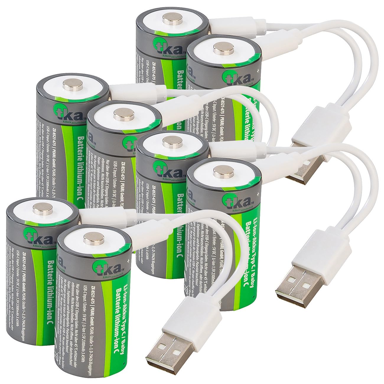 tka Köbele Akkutechnik LR14-Akku: 8er-Set Li-Ion-Akkus Typ C mit USB-C, 2.300 mAh, 3.450 mWh, 1,5 V (Li-Ion-Baby, Baby, Spielzeug)
