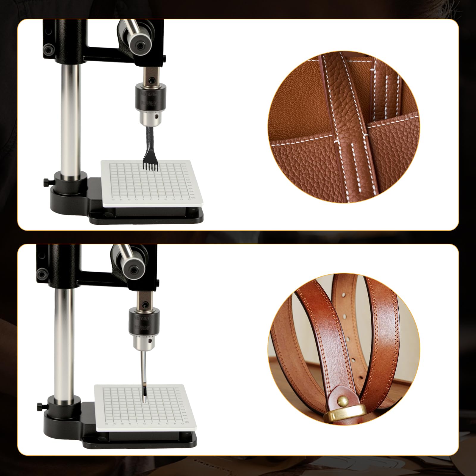 Perforadora de cuero para la máquina perforadora de cuero para manualidades y manualidades, compatible con cortadores de galletas y cinceles