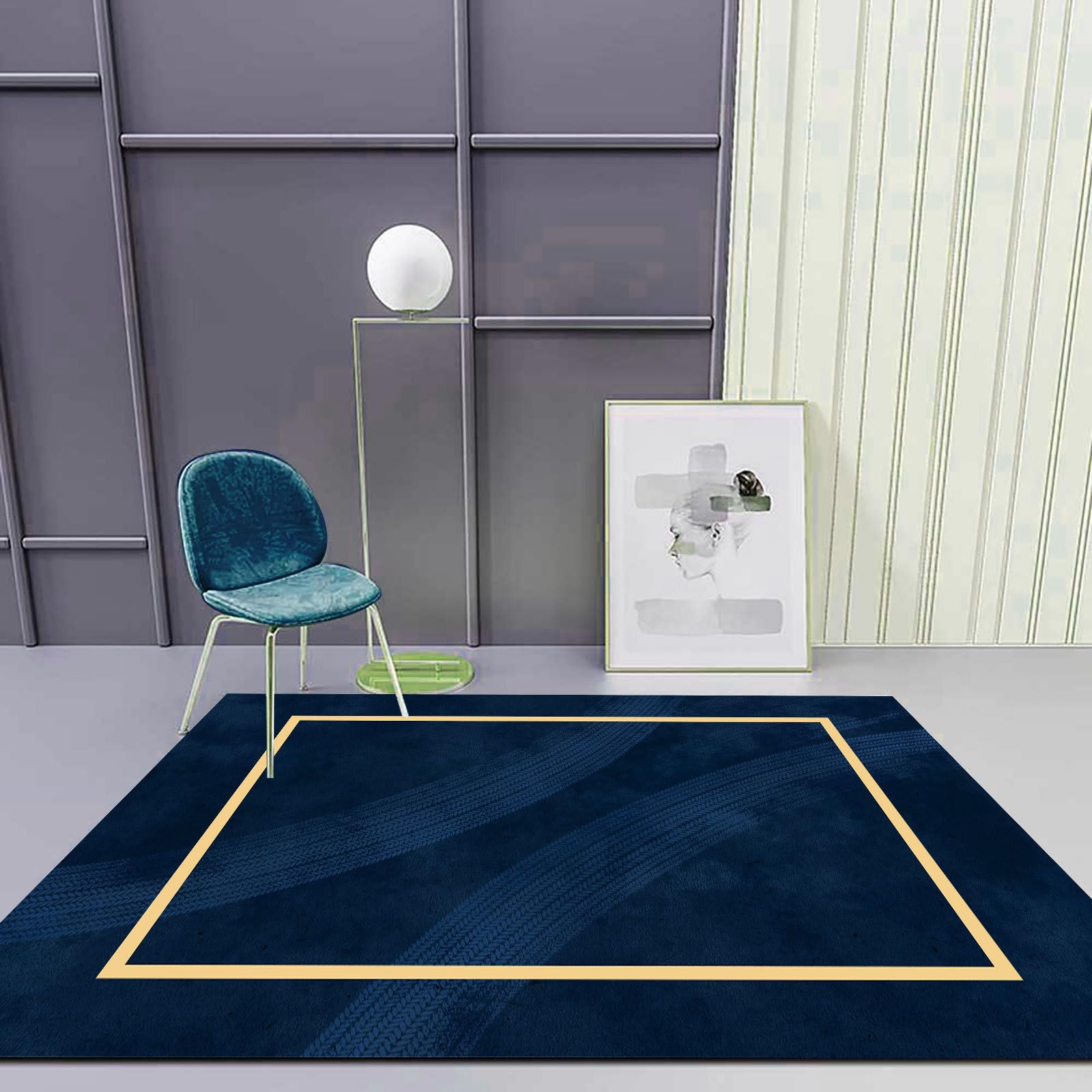 Tapis rectangulaire antidérapant pour chambre à coucher et salon - Lavable - Élégant et doux - Décoration d'intérieur - Parfait pour appartement et couloir - 60 x 180 cm
