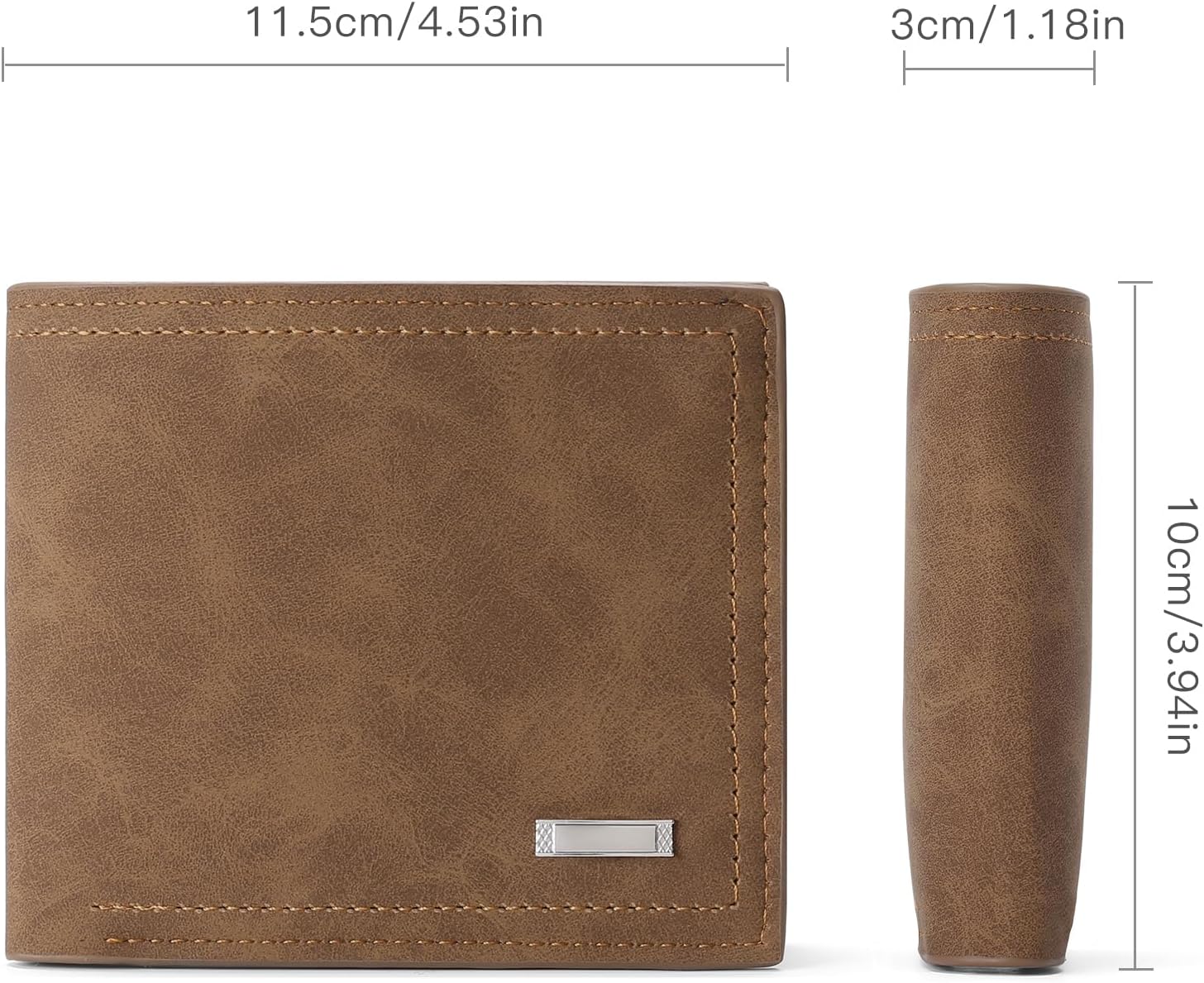 Mens Wallet Leather RFID Blocking Large Capacity Trifold Wallet for Men with 10 Card Holders