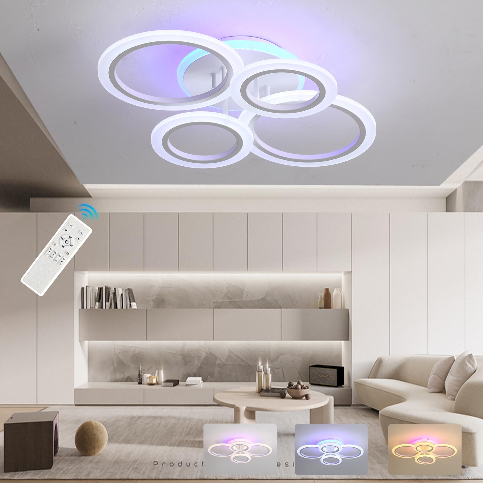 ZAITINZ Led-plafondlamp, kroonluchter voor woonkamer, 70 W, zwarte plafondlamp met 6 led-ringen, dimbare led-kroonluchter, 3000 K-6000 K, plafondverlichting voor hal, slaapkamer, keuken, woonkamer ZAITINZ Led-plafondlamp, kroonluchter voor woonkamer, 70 W, zwarte plafondlamp met 6 led-ringen, dimbare led-kroonluchter, 3000 K-6000 K, plafondverlichting voor hal, slaapkamer, keuken, woonkamer
