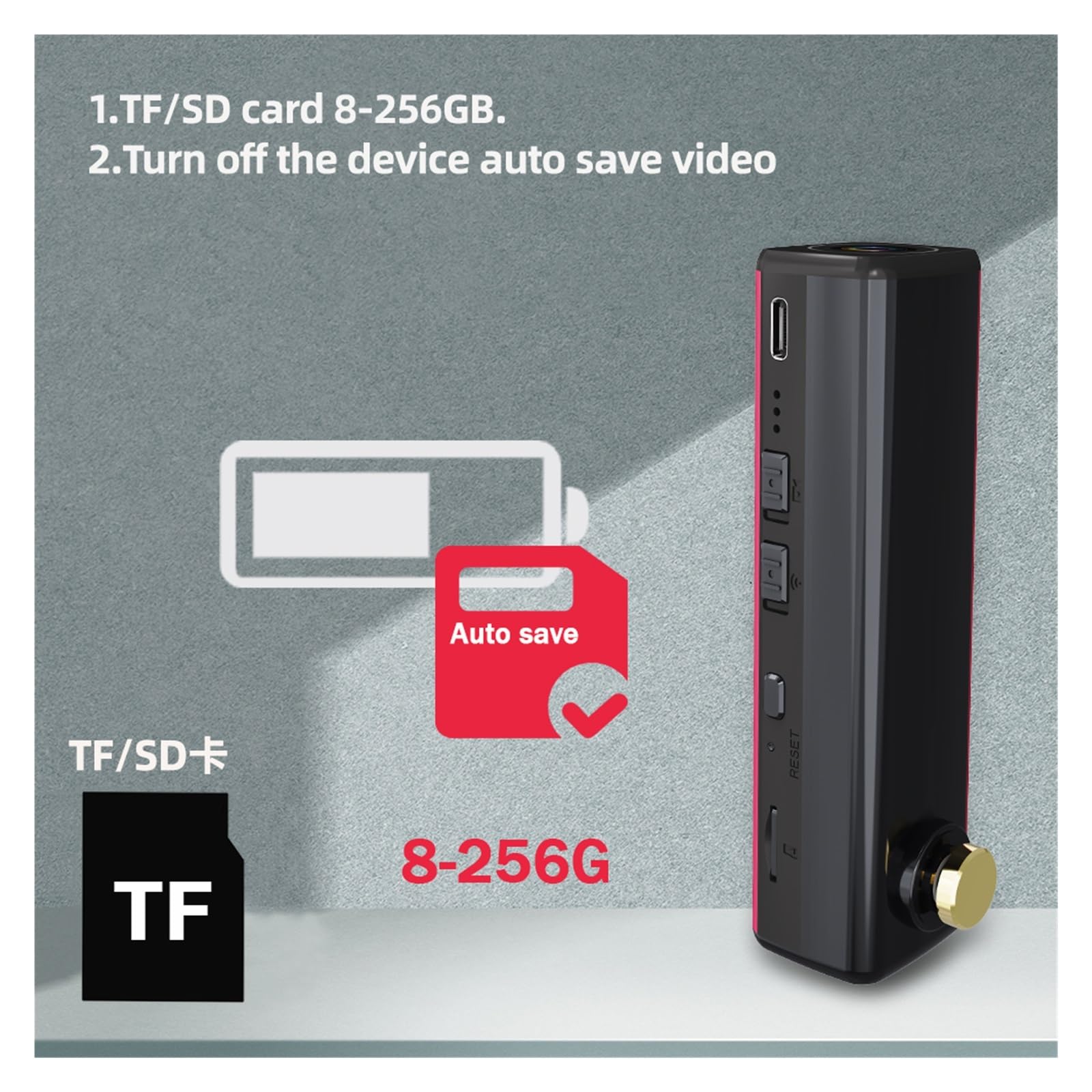 Macchina Fotografica d'azione Action Camera Head Mounted Digital WiFi Camera 30FPS Video Camcorder Long Time Cam for La Registrazione di Vlog(with 64GB TF Card)
