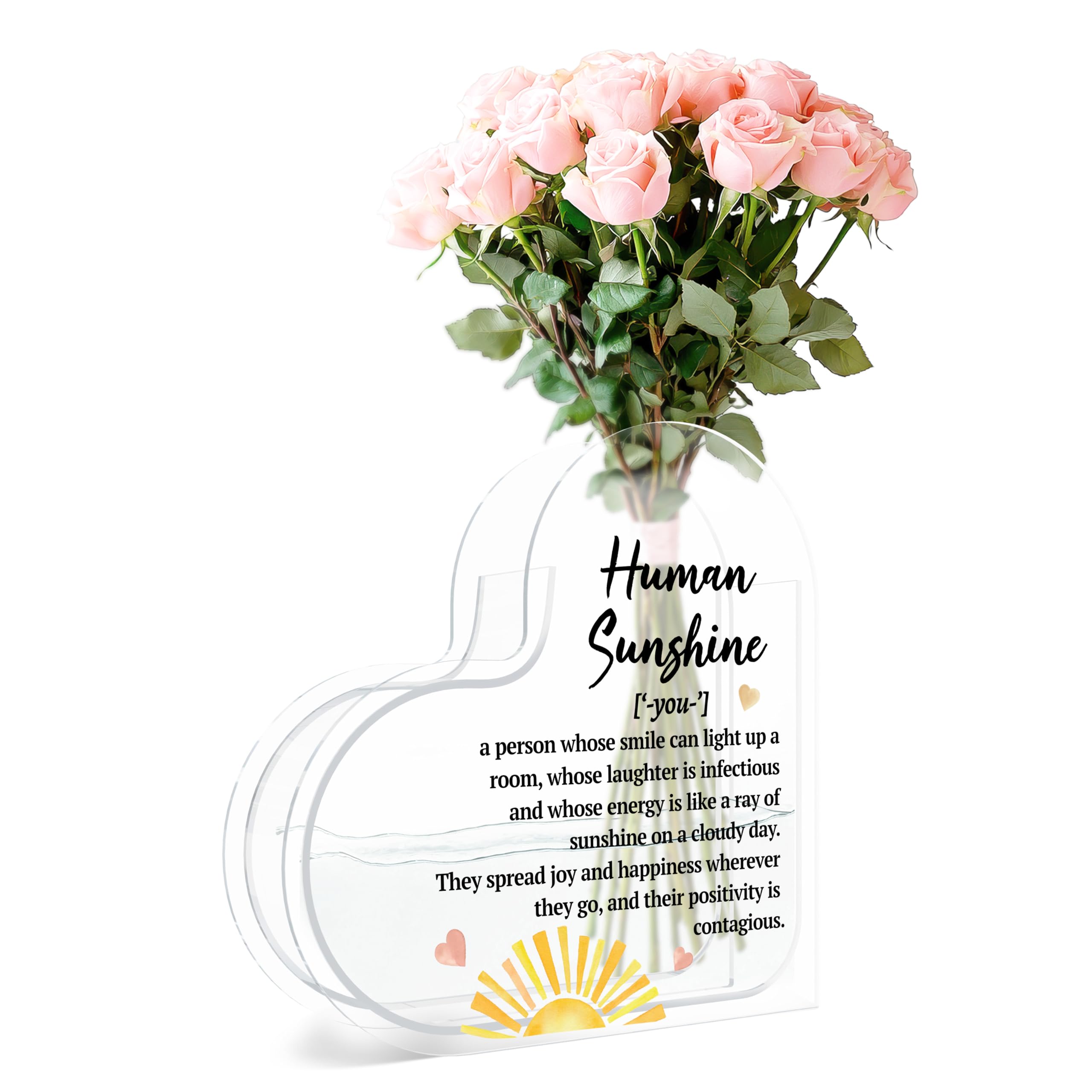 Vase en forme de cœur acrylique Thank You Gifts D14 pour embellir un bureau triste ou sombre