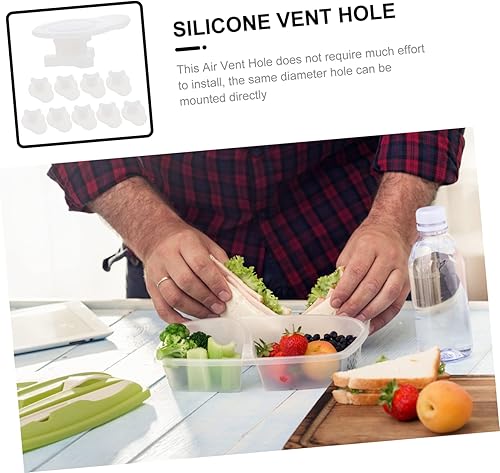 Miniatura 7 de UPKOCH 10 unids Fresh Box Tapón de ventilación Contenedor de plástico Caja de almuerzo Contenedor de taza de silicona Cubierta de taza de porción