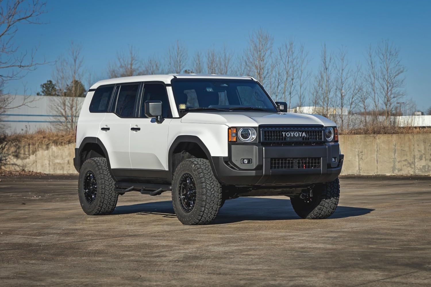 ​Rough Country Nerf Step Bars for Toyota Land Cruiser (2024-2025) - Rugged Cab Length Nerf Bar with Side Steps, Bolt-On Install
