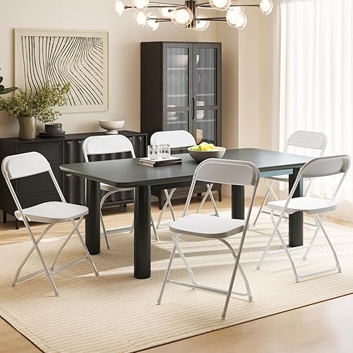 Miniatura 6 de DUMOS Paquete de 10 sillas plegables, sillas de plástico con capacidad de 330 libras, marco de metal resistente, fácil de plegar y almacenar,