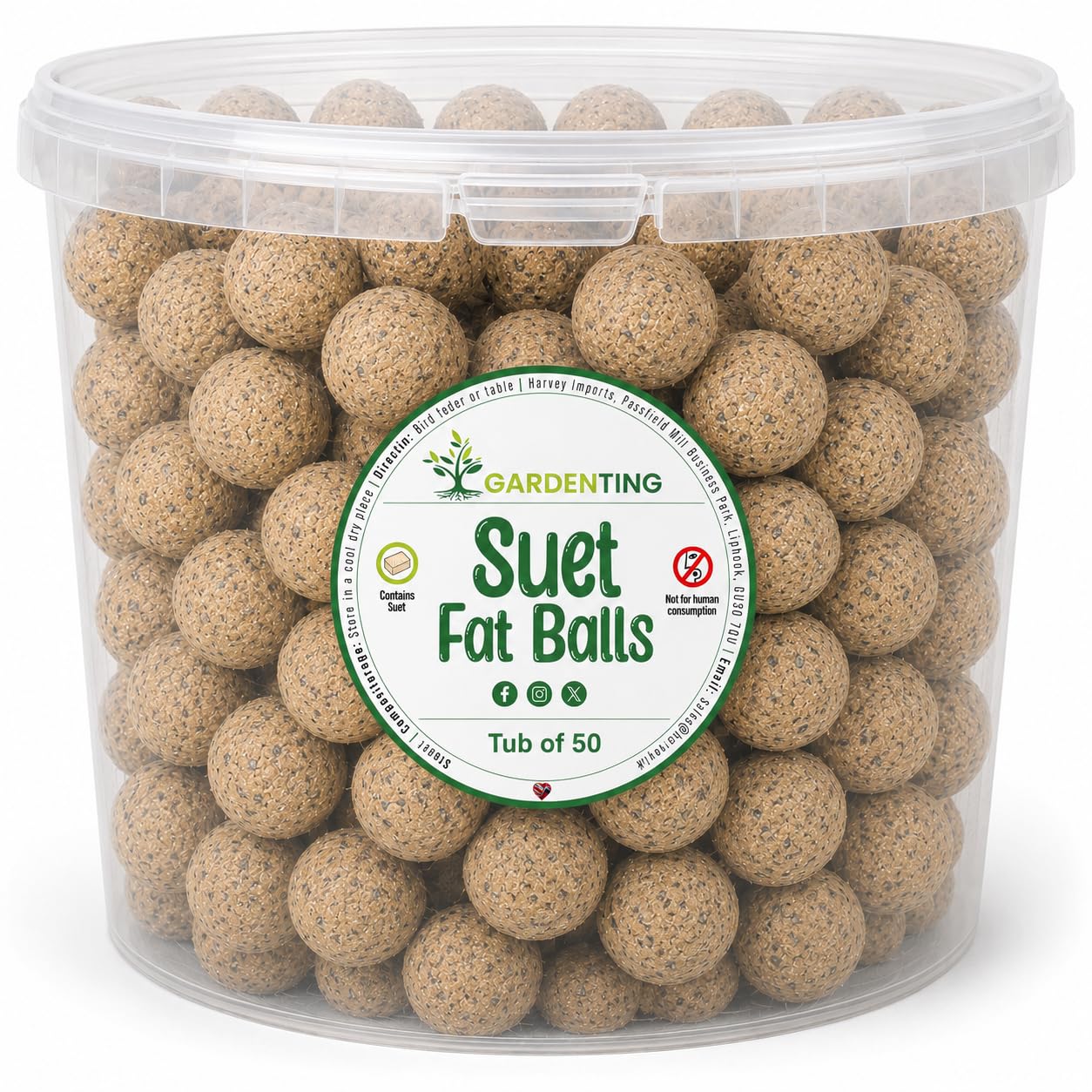 Premium Suet Fat Balls Wild Bird, Tub of 50