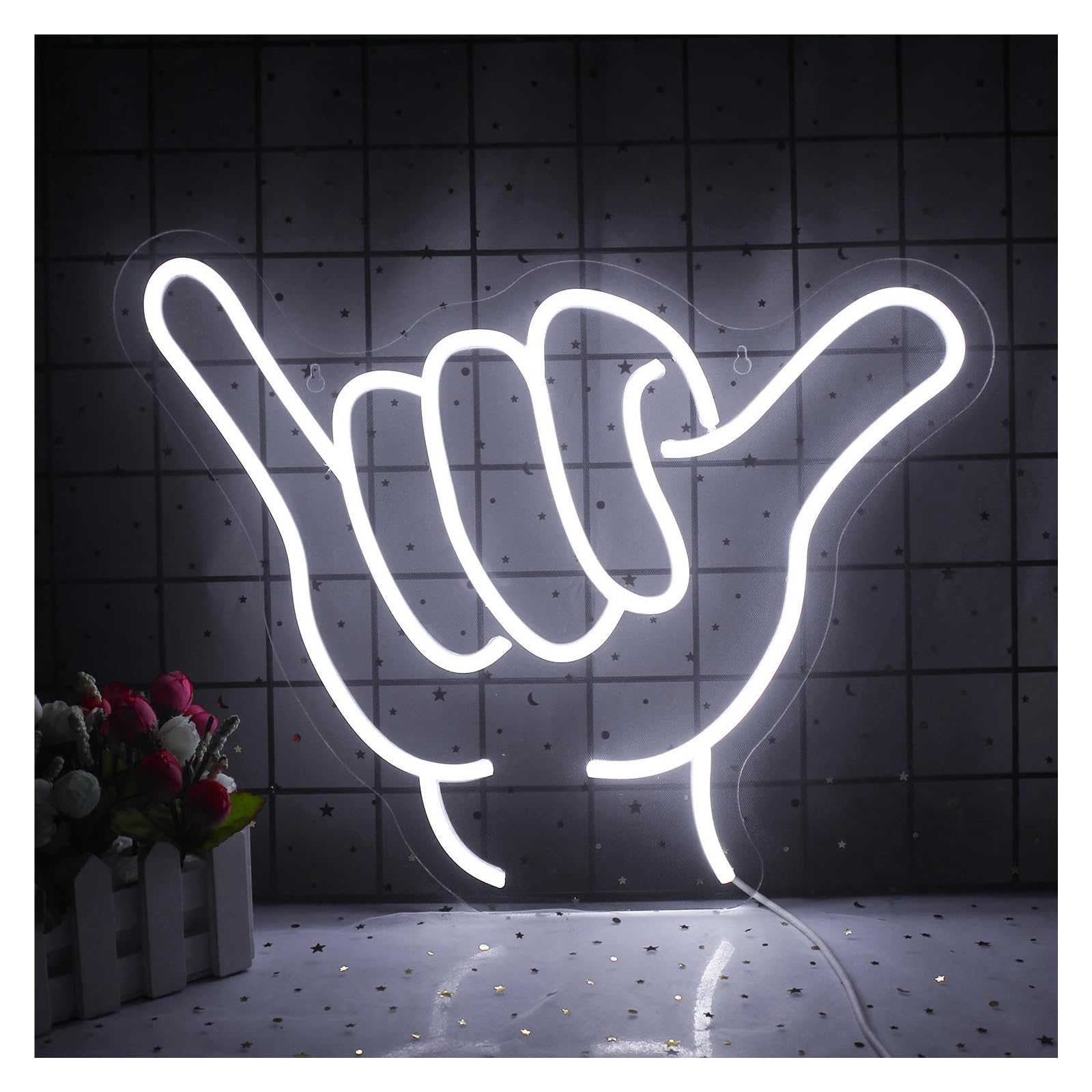LEMST Signs Lamp Gesture Neon Sign Encourage Lights Dimmable Wall Decor for Home Sports Room Club Bar Art Lamp 40cmх32cm