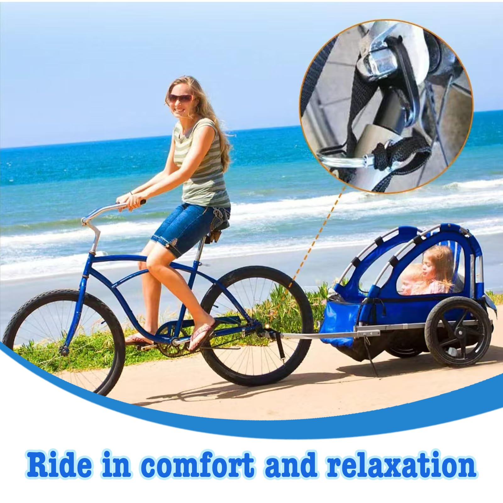 Conector de enganche de remolque de bicicleta, accesorios de adaptador de ciclismo para remolques infantiles, remolques de bicicleta de carga y mascotas 5