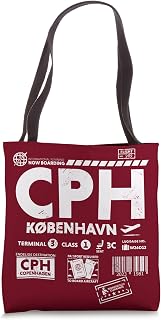 Vintage Copenhagen CPH Airport Code Travel Day Retro Travel Tote Bag