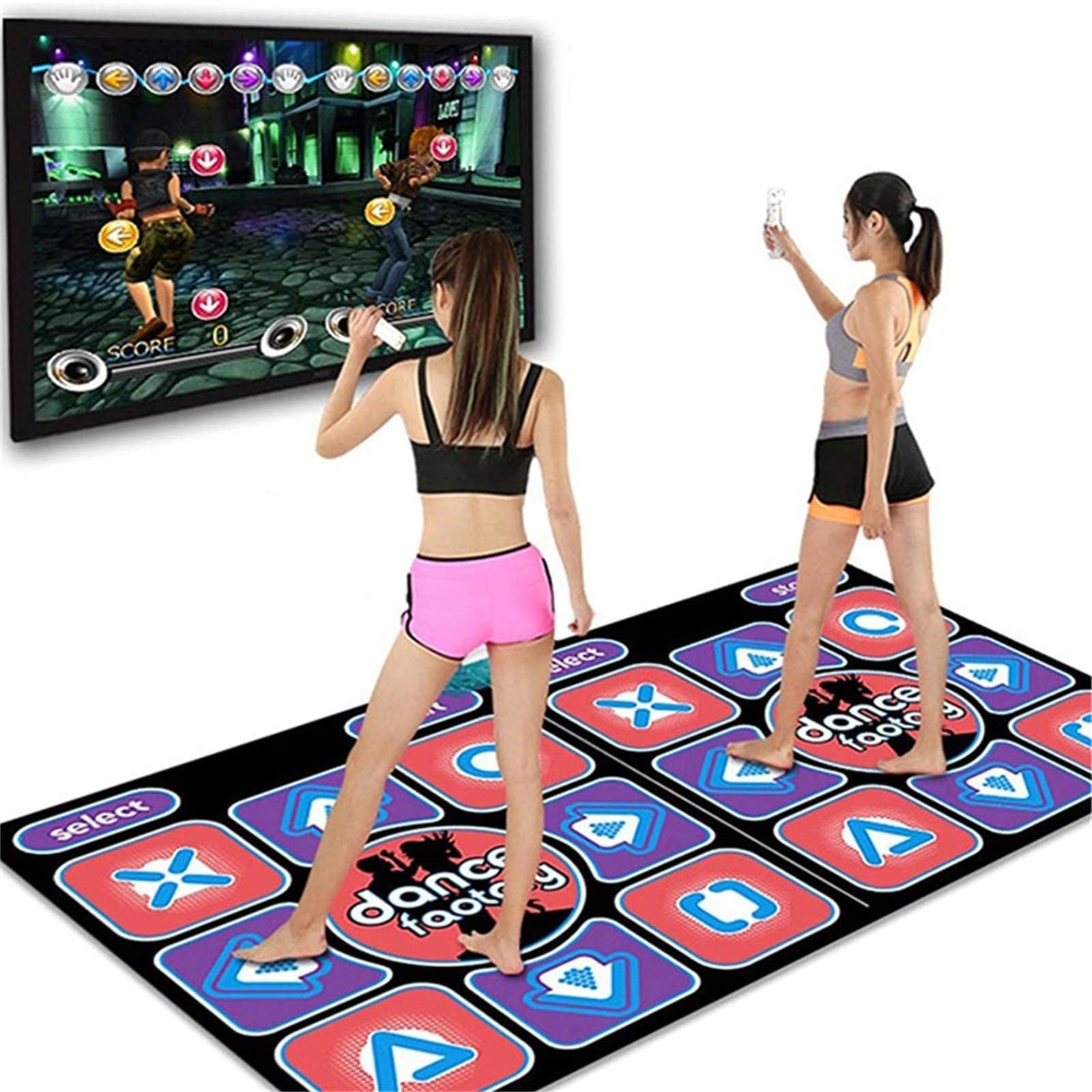 Alfombrilla de baile doble para música electrónica, antideslizante, dispositivo de juego, almohadilla de fitness interactiva, fiesta, entretenimiento (camuflaje, talla única)