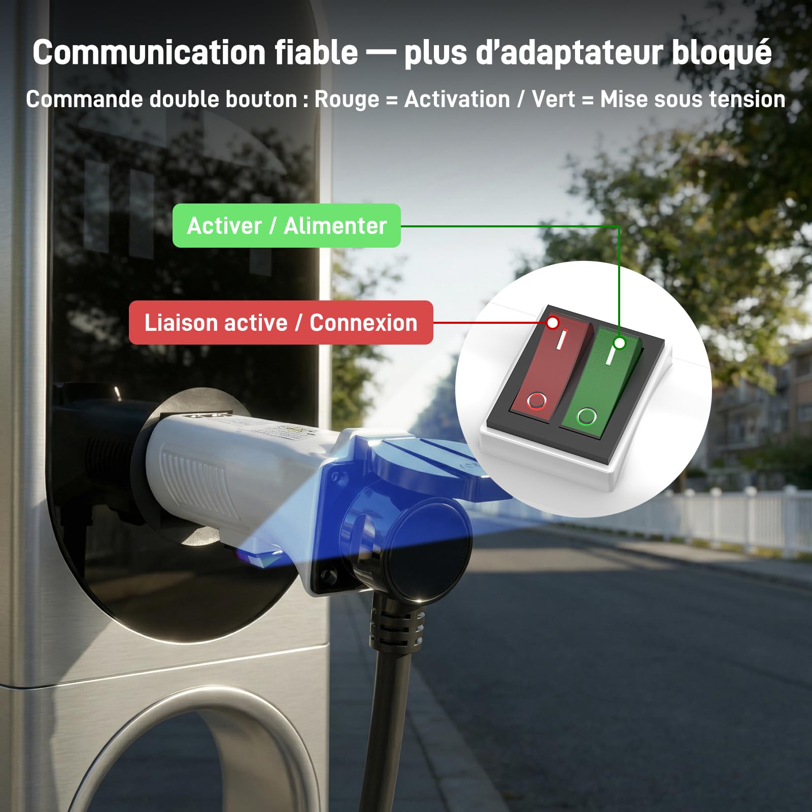 Adaptateur Type 2 vers Schuko pour Bornes de Recharge & Wallbox (230 V, 16 A, 3,68 KW, IP44) | Fiche Type 2 vers Prise Schuko pour Vélo/Trottinette/Moto/Quadricycle Électrique (Pas pour V2L)