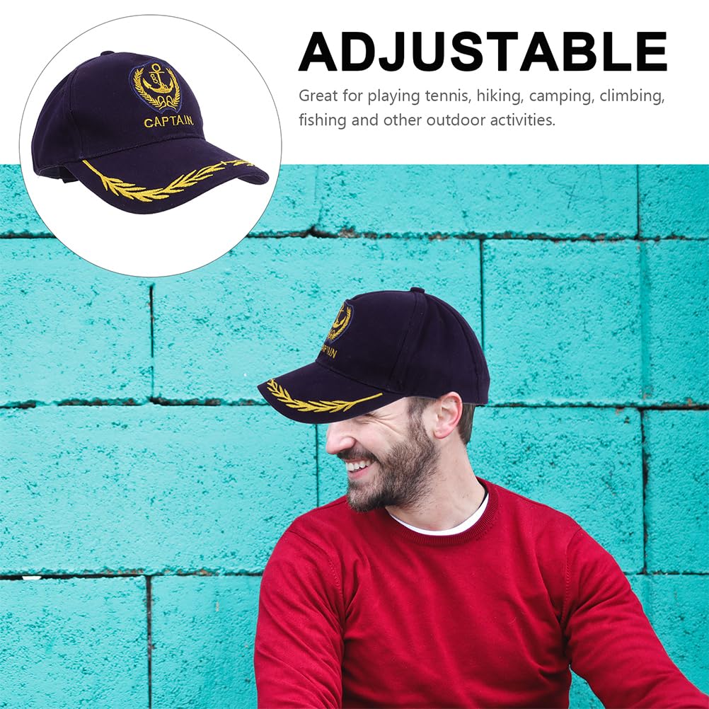 Berretto da Baseball Vintage Capitano Nave 2pezzi Cotone Navy | Cappello Nautico Regolabile, Traspirante Protezione Solare, Vacanze Estive e Attività All'aperto