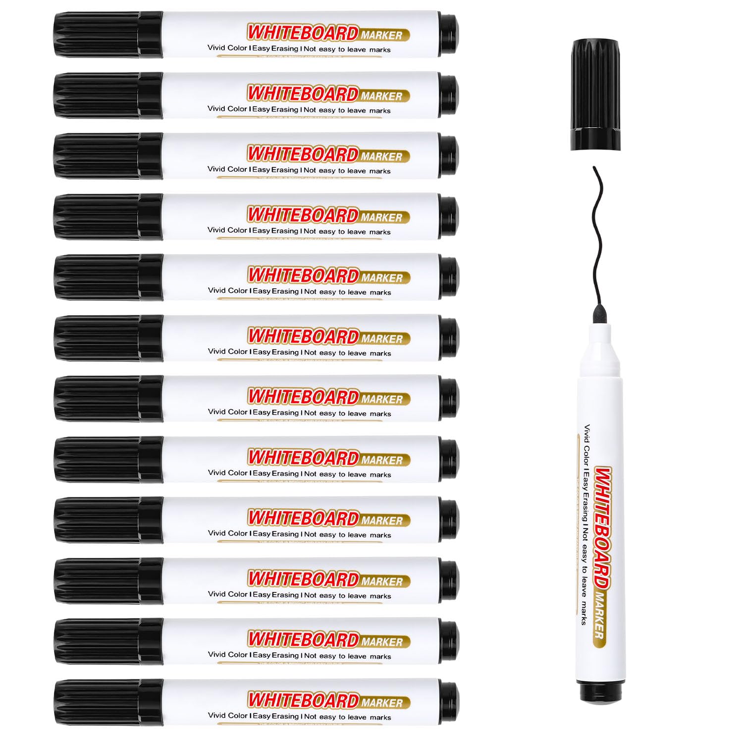 Autoau 12 pcs Whiteboard Markers, Whiteboard Pens, Low Odo Bullet Tip 2mm White Board Pens, White Board Markers Erasable, Low Odor Dry Wipe Pens for Whiteboard Home School Office Uses