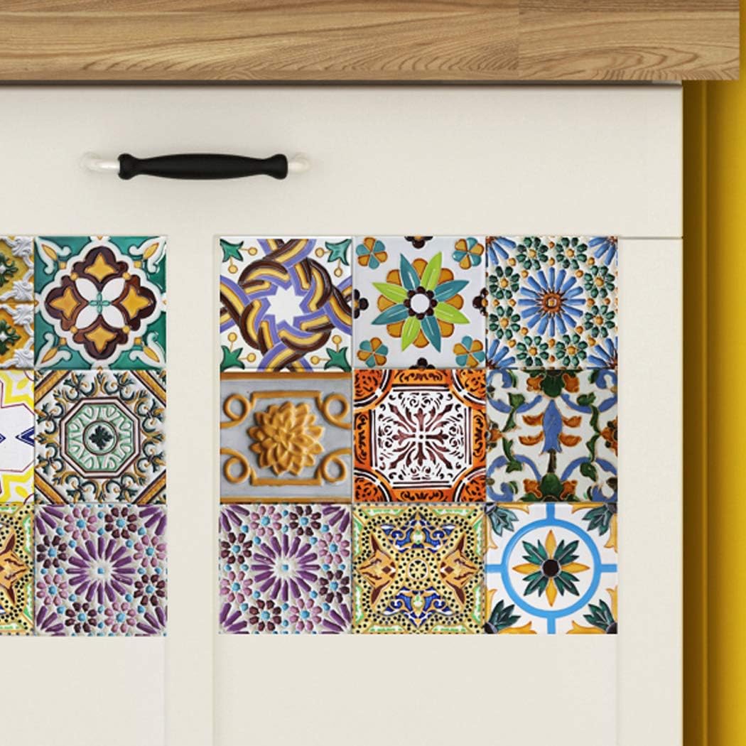 RoyalWallSkins Tile Decals 4x4 Inch - Set of 16 - Self Adhesive Peel and Stick Tile Stickers for Backsplash Bathroom Kitchen Home Decor (Porto TAD161212)