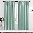 RYB HOME Room Darkening Curtains with Rod Pocket Design, Room Darkening Heat & Draft Block Window Drapes Privacy Backdrops for Home Office, W42 x L84 inch, 2 Panel, Aqua