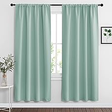 RYB HOME Room Darkening Curtains with Rod Pocket Design, Room Darkening Heat & Draft Block Window Drapes Privacy Backdrops for Home Office, W42 x L84 inch, 2 Panel, Aqua