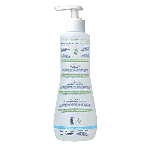 Miniatura 2 de Mustela Agua limpiadora para bebés, agua micelar sin enjuague, con aguacate natural y aloe vera, para cara, cuerpo y pañal del bebé, paquete de 1