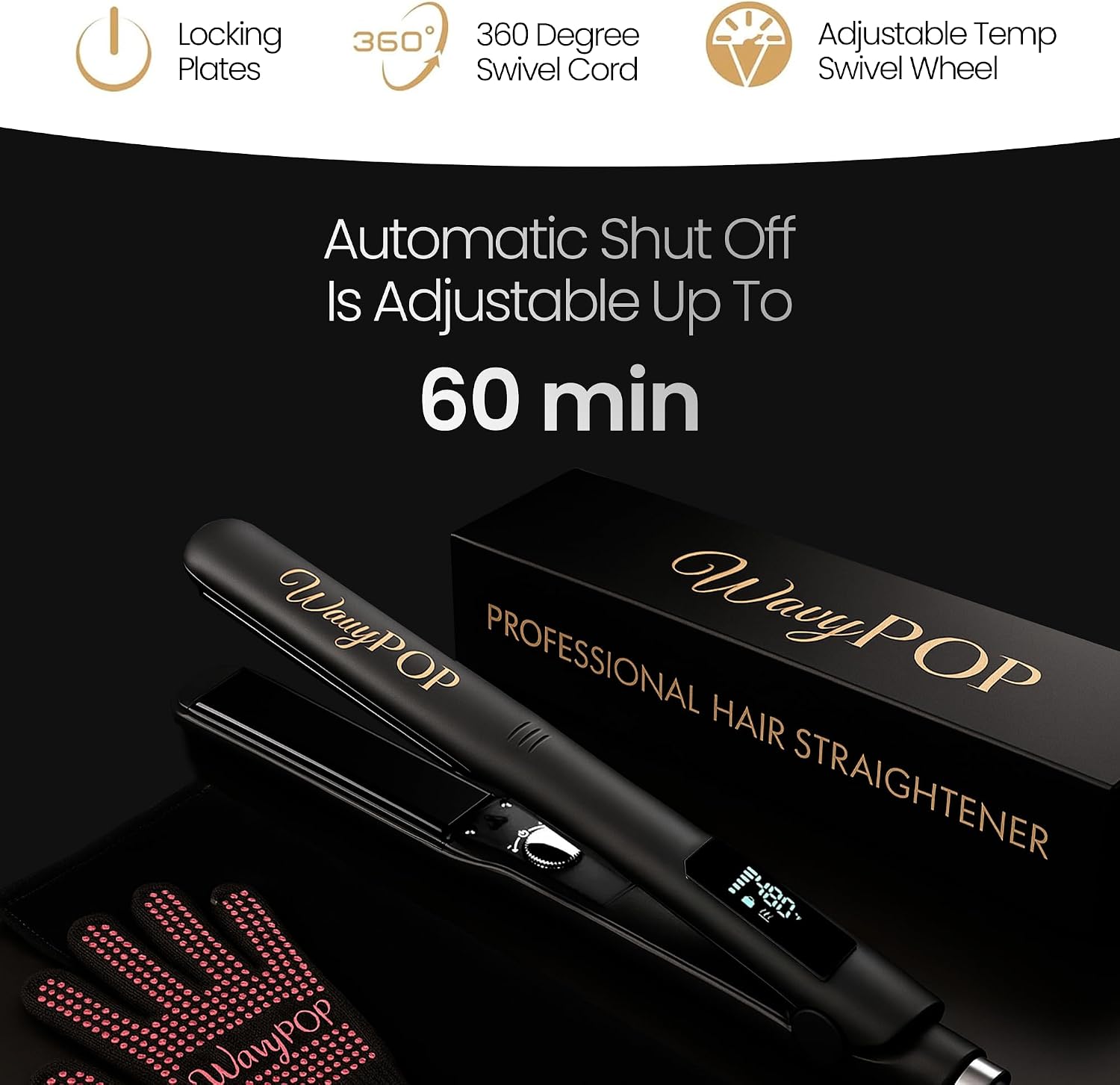 2 in 1 Professional Dual-Voltage Titanium Flat Iron Hair Straightener | up to 480F | 10s Heat-Up | Straightening Iron & Hair Curling Wand 1.75" with Ceramic MCH Fast Heat, Auto Shut Off