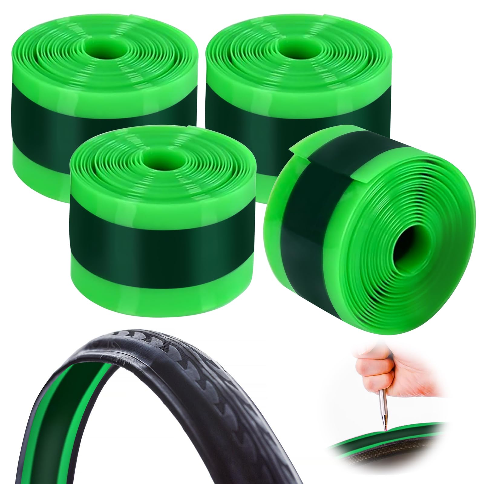 4 Doublure Pneu Vélo, Doublure De Pneu De Vélo, Liner Bande Anti Crevaison Cyclism, Lot De 4 Bandes De Protection Anti-Crevaison, Bande Anti Crevaison Longue Durée Pour Pneus De Vtt Et Vélo De Routev