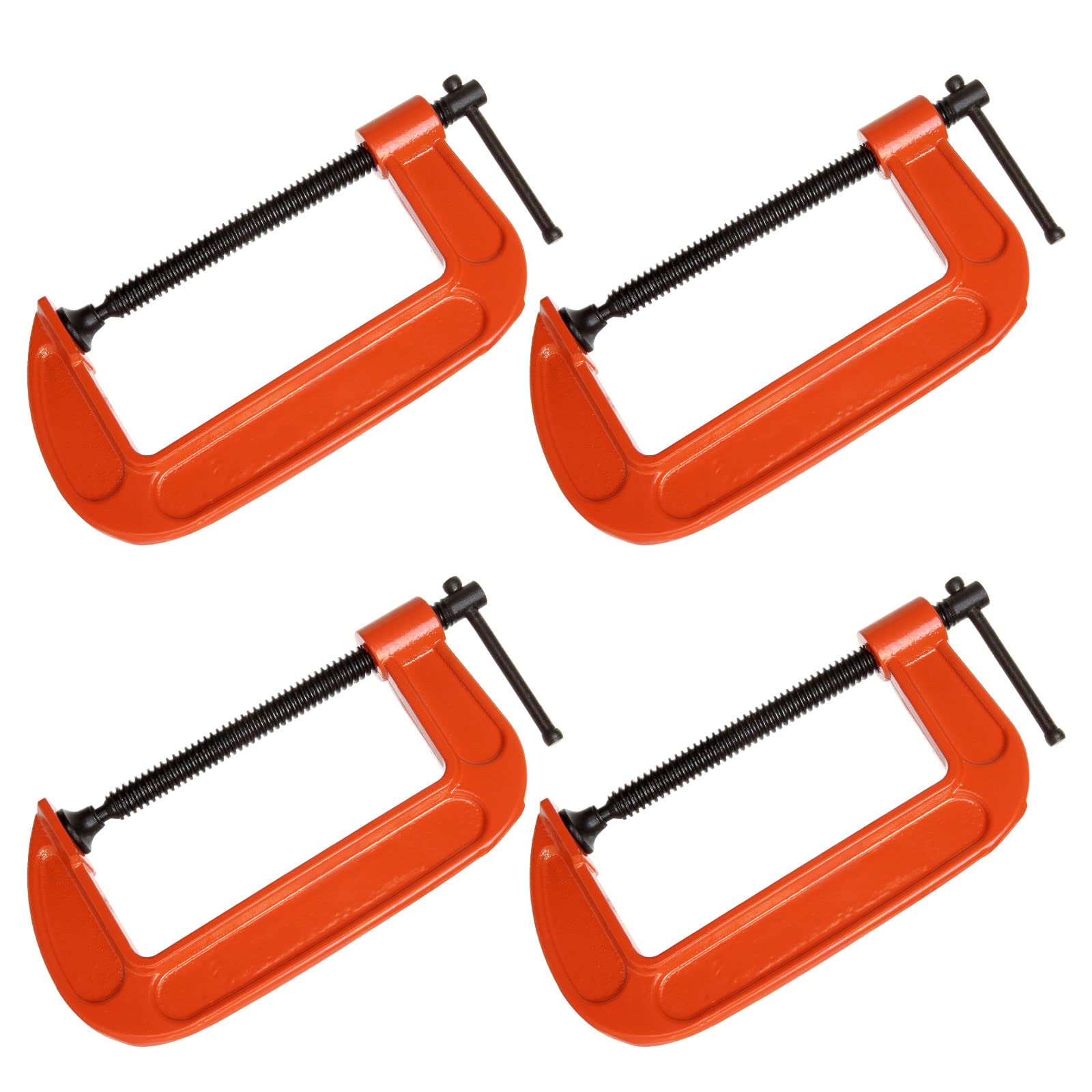 CYEAH 5 Inch C Clamps Heavy Duty 4 Pcs Malleable Iron C-Clamp G Clamp, Up To 5 Inch Jaw Opening, 3 Inch Throat Depth with T-Bar Handle for Woodworking
