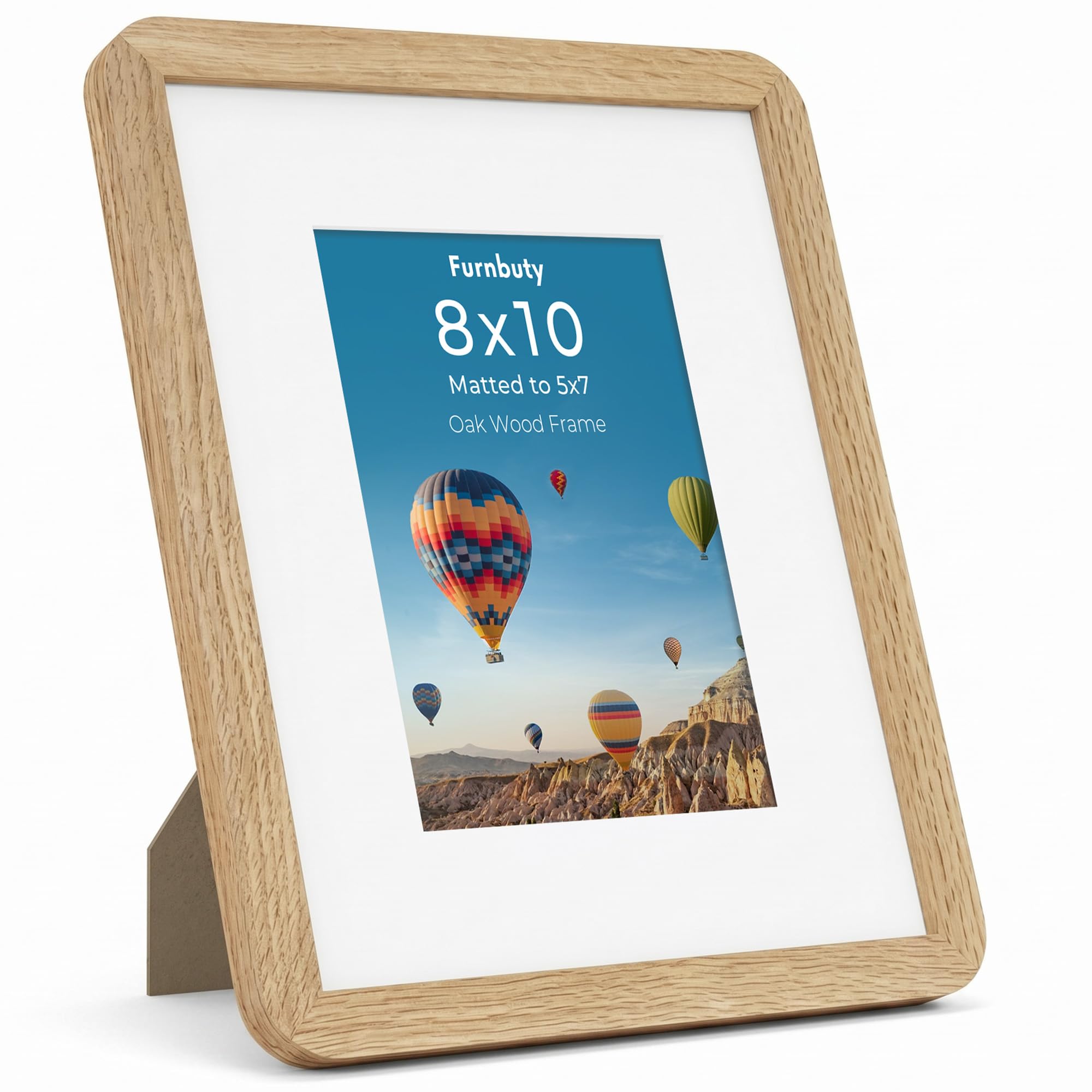 8x10 Frame, 10x8 Photo Frame Solid Oak Wooden Frame with Handcrafted Rounded Corner & Clear Acrylic, 10x8 Photo Frame with Mount for 7x5 Photo Wall Mount or Tabletop Display for Home, Office, Gallery โ image 1