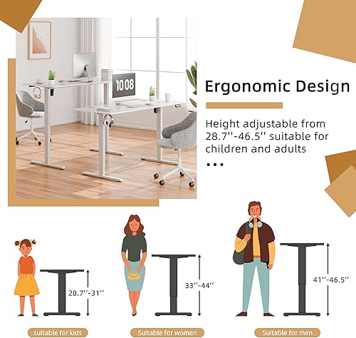 Vista 118 de Meilocar - Escritorio eléctrico de pie ajustable en altura, escritorio para computadora con controlador de memoria, estación de trabajo de oficina