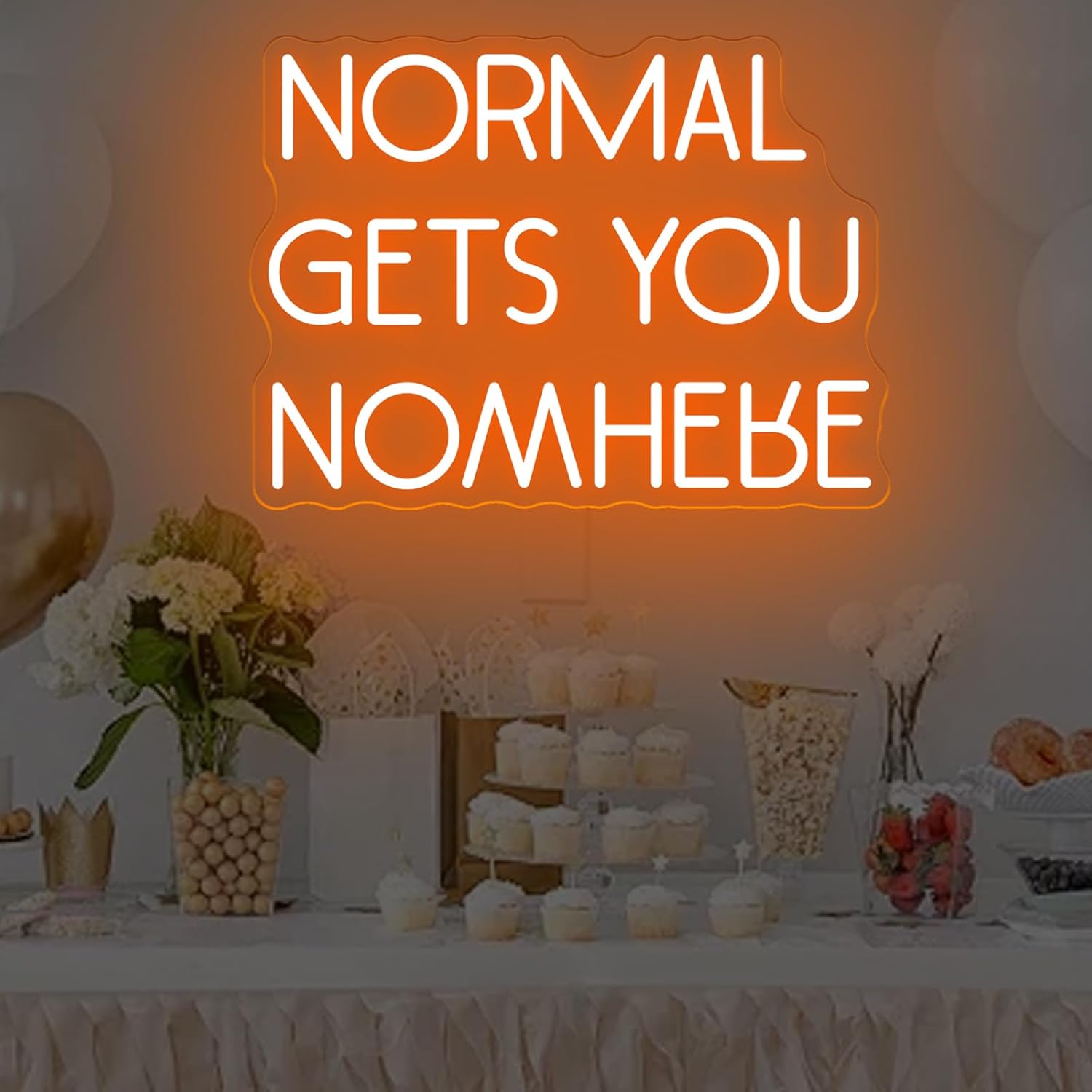 NORMAL GETS YOU NOWHERE Neon Sign, Light Office, Interior Design, Unique Gift, Quote Wall Art Led Light, Affirmation Neon Light for Beauty Salon Home, Party, Gift, Office, Bedroom, Man Cave-Orange-16.5"x12.2"