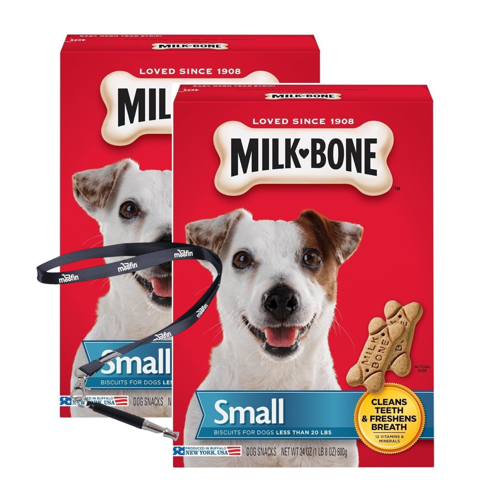 Dog Treats Small Dogs, 24 Oz, Crunchy Texture Small Dog Treats Includes Bundled with Pet Training Whistle, Nutritious Biscuits for Dental Health, Ideal for Toy Breeds Training, [Pack of 2]