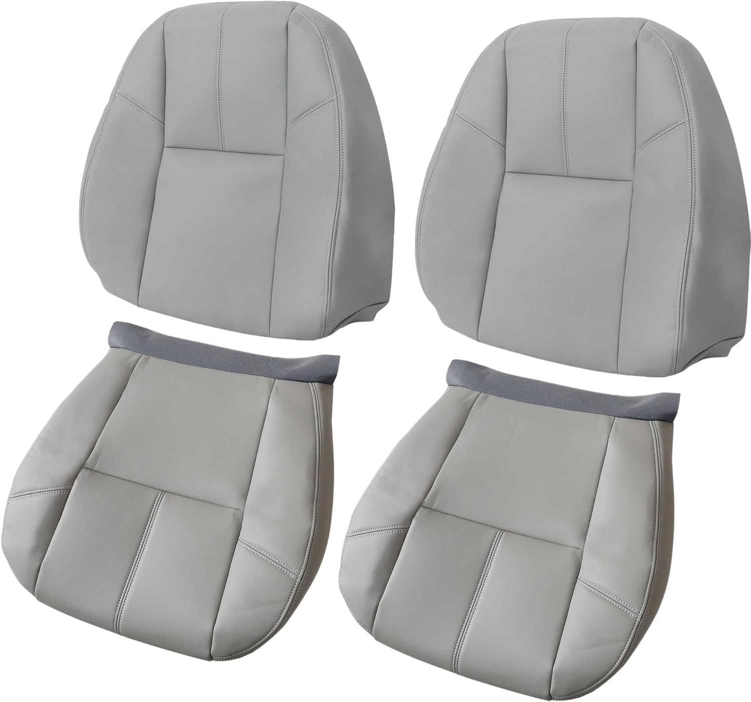 GXARTS Front Driver and Passenger Side Bottom & Top Back Replacement Seat Covers Gray 833 Microfiber Leather Compatible with Chevy Silverado Tahoe Suburban Avalanche GMC Sierra Yukon XL 2007-2014