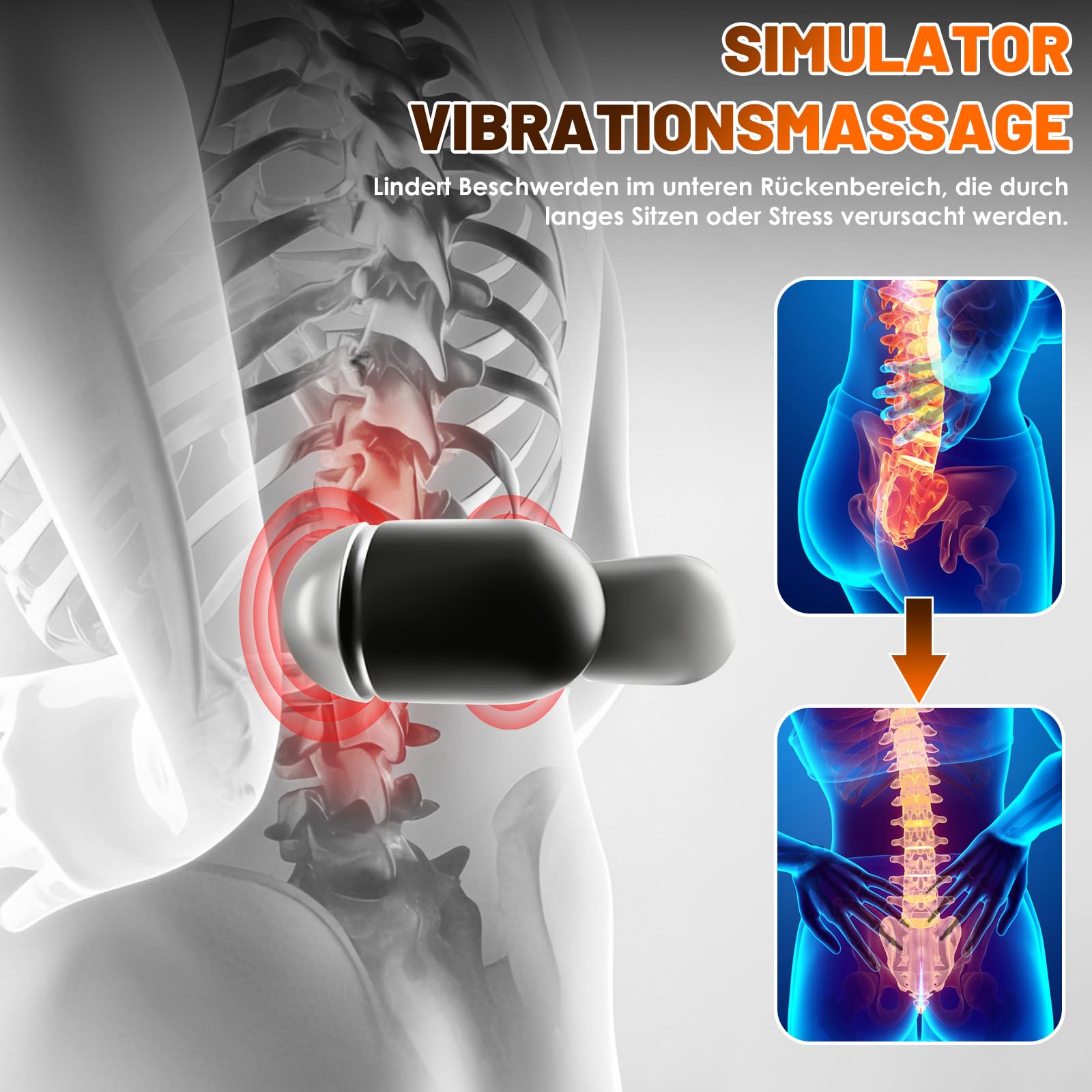 3 In 1 Rückenmassagegerät, Deep Comfort 3 in 1 Massage Pad with Traction, Vibration & Heat, Ergonomische Rückenstütze Unterer Rücken mit Intelligentem Steuerschalter für Unteren Rücken (Netzbetrieb)