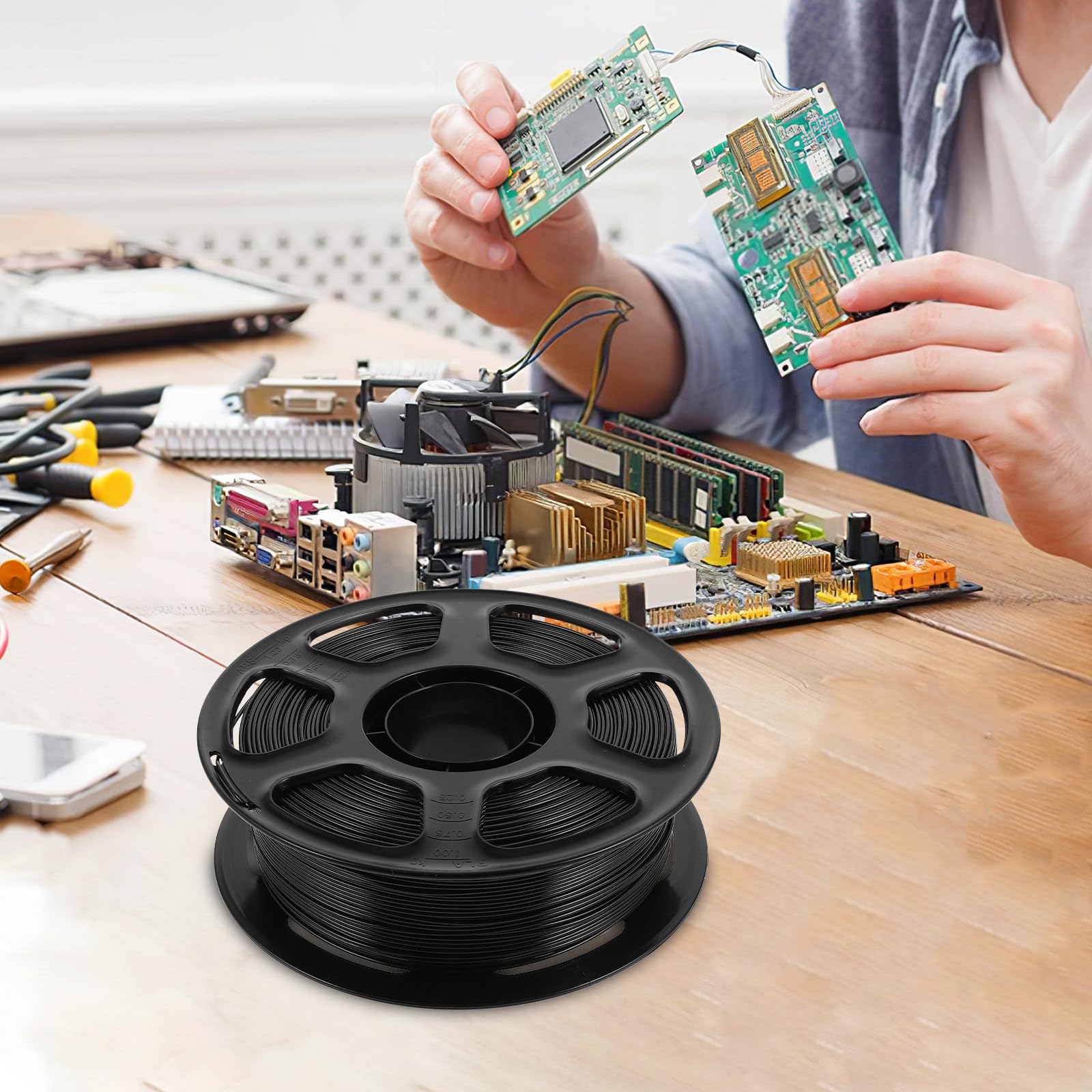 Filamento 3d Petg Negro de 1,75mm, Alta Precisión para Impresión