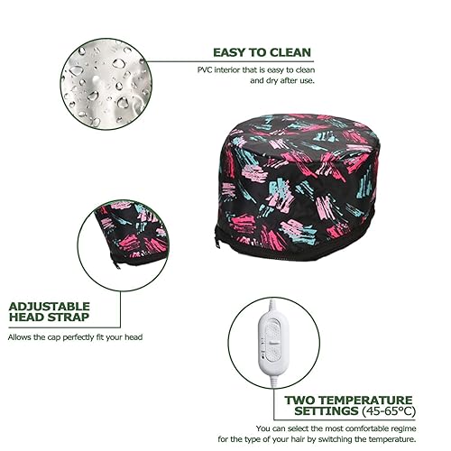 Miniatura 2 de Alotlucky Gorro térmico para el cabello, tratamiento de vapor para el cabello, gorra de spa con control de temperatura ajustable, hidrata y nutre,