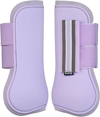 HORZE Adepto - Botas de tendón frontal abierto, carcasa duradera con forro de neopreno, morado lavanda lánguida, caballo